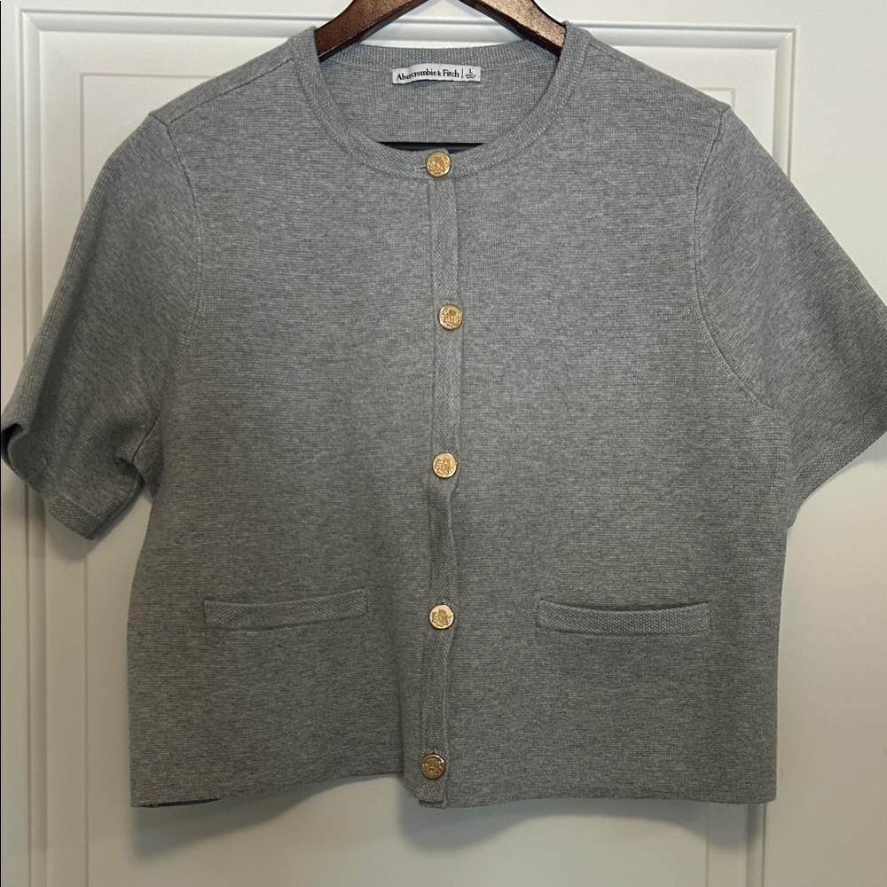 Abercrombie & Fitch Gray Button Down Shirt with Gold Accents